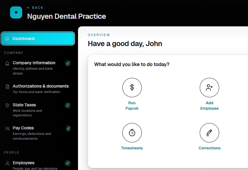Hoshipay dashboard for Nguyen Dental Practice